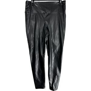 Catherine Malandrino Faux Leather Pull On Pants Women Size M Black Glam Party